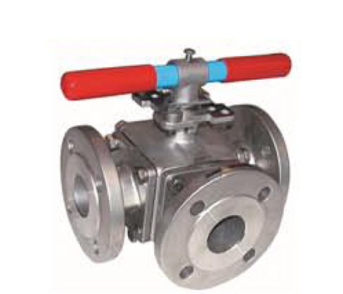 Robinet à boisseau sphérique en inox 3 voies à brides PN10/16