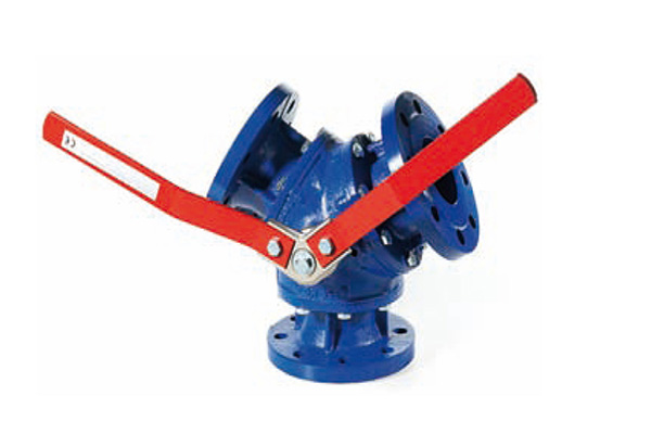 Robinet à boisseau sphérique en fonte 3 voies 120° à brides PN10/16