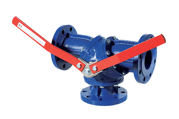 Robinet à boisseau sphérique en fonte 3 voies 90° à brides PN10/16