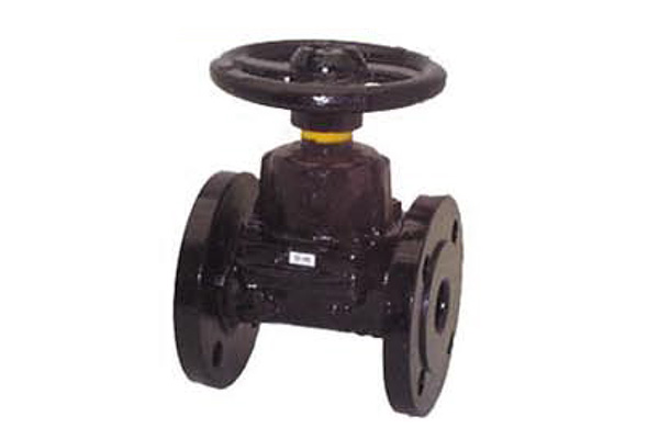 Vanne à membrane passage intégral corps fonte à brides PN16